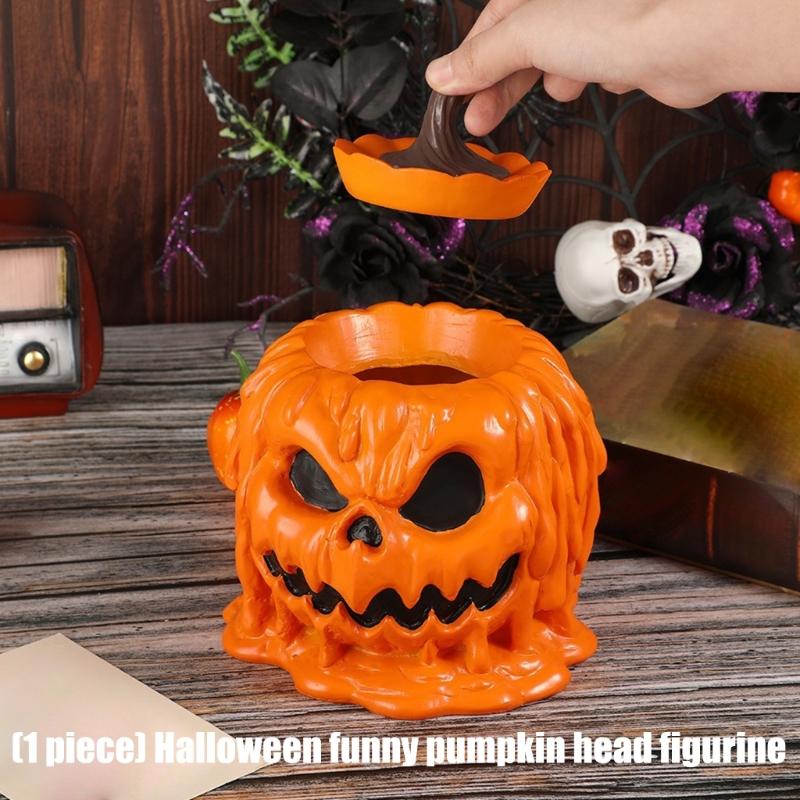 Compact Halloween Pumpkin Figurine Waterproof Resin Decoration For Home Garden Party Decors Storage Friendly