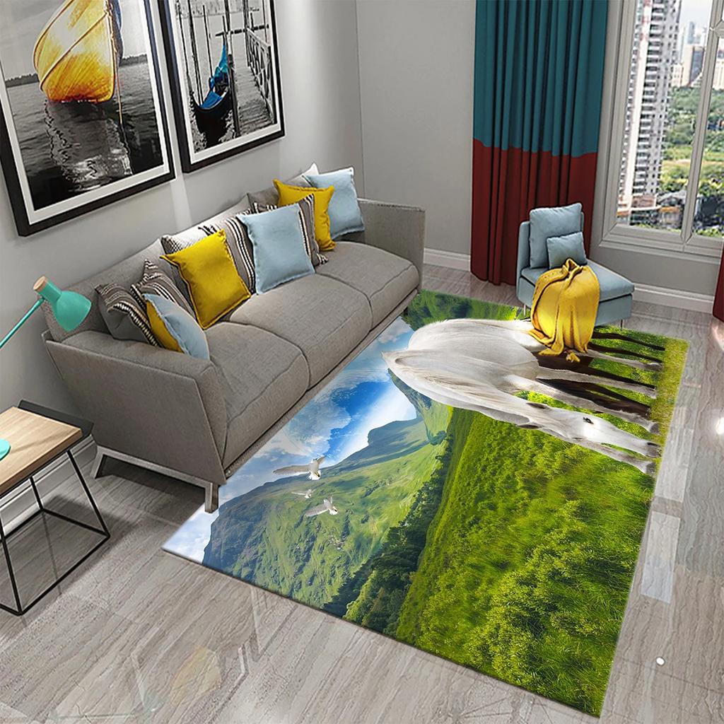 3D Horses Carpet Running Animal Carpet for Bathroom Entrance Door Mat Living Room Kitchen Non-Slip Carpet Bedroom Doormat Rugs