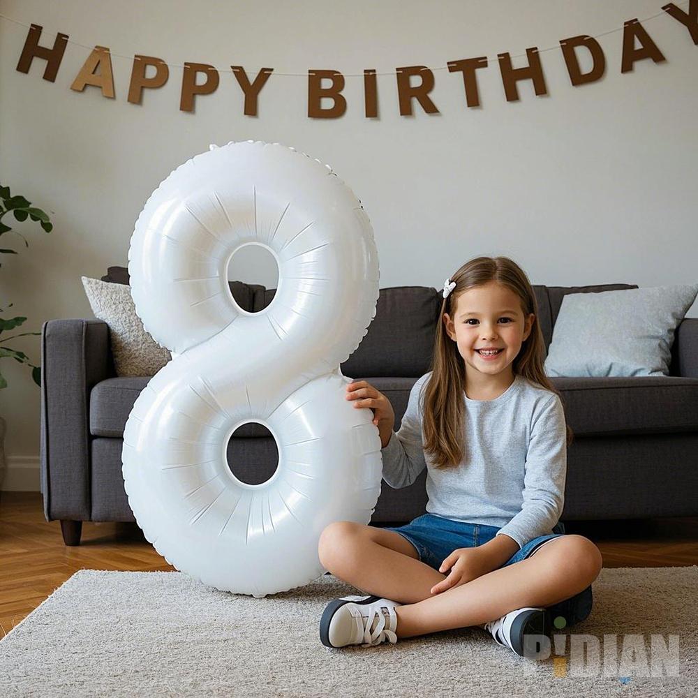 40Inch White Number Foil Balloons Figure Digit Happy Birthday Party Wedding Decoration Kids Toy Helium Globos Balloon