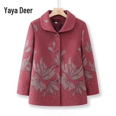 Yalu Women's Lapel Open-Front Autumn Jacket for Seniors