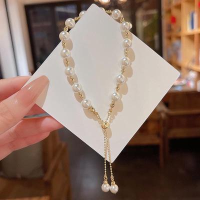 Trendy High-End Pull-Out Pearl Bracelet for Women: Light Luxury, Versatile Temperament, Celebrity-Inspired Design