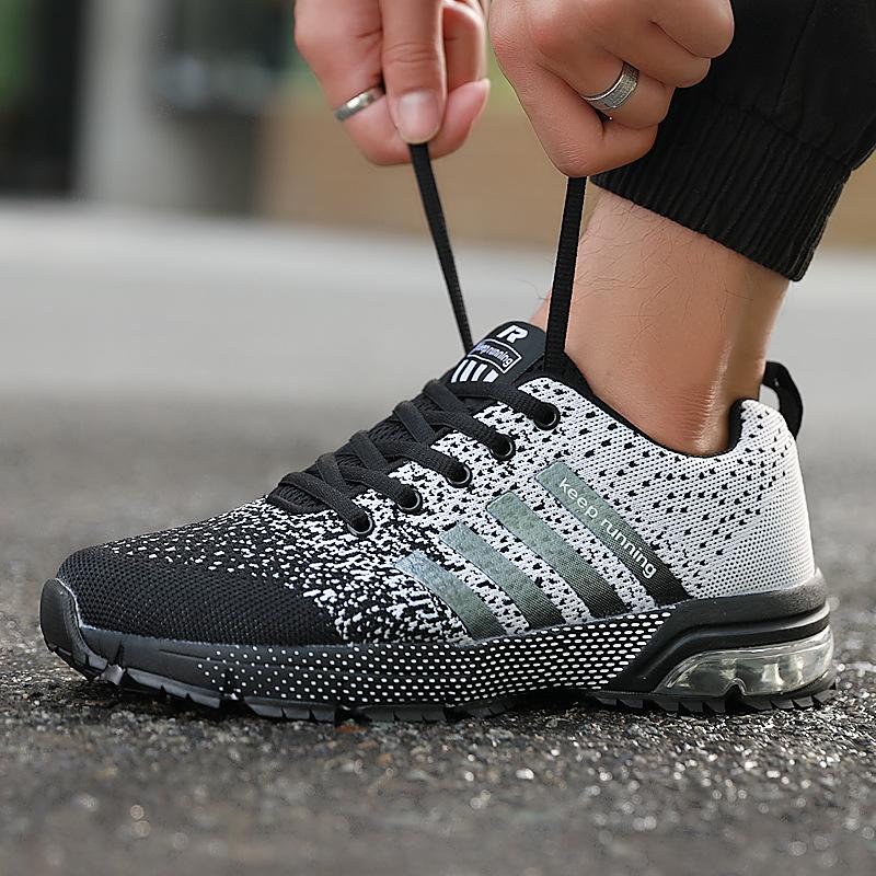 Men's Shoes New Air Cushion Flying Woven Sports Shoes Men's Autumn Large Size Casual Shoes 2025 Spring and Autumn Trend Men's Shoes