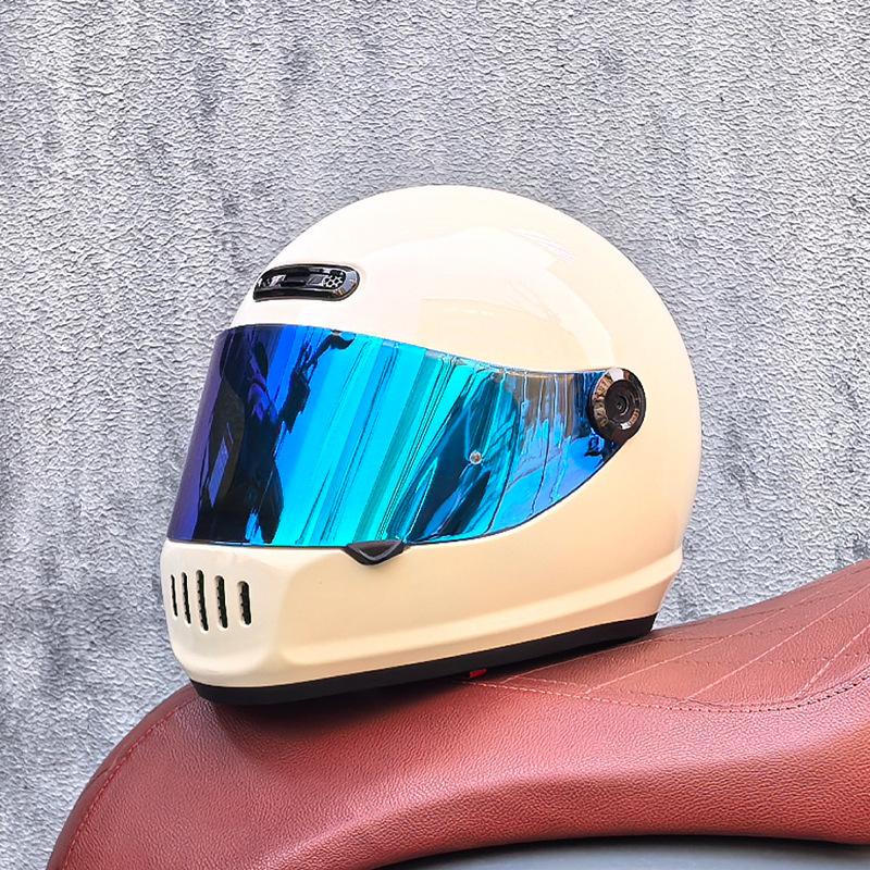 Motorcycle Retro Full Helmet Men's Winter Personality Cool Women's National Tide Race Cruise Retro Car Helmet Universal In All Seasons