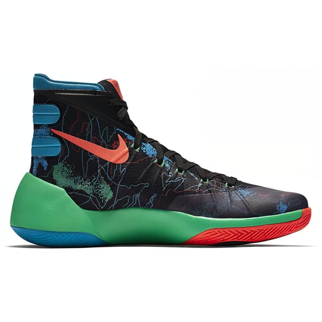 Nike Hyperdunk 2015 Round Toe Lace-Up Non-Slip Lightweight High-Top Basketball Shoes Men sneaker Black Green Red 749570-084