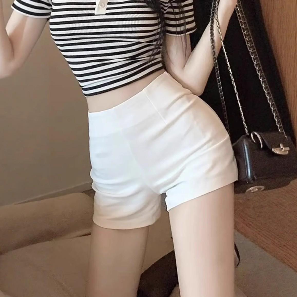 

Women s White High-Waist Spicy Summer Shorts S 90-100 lbs