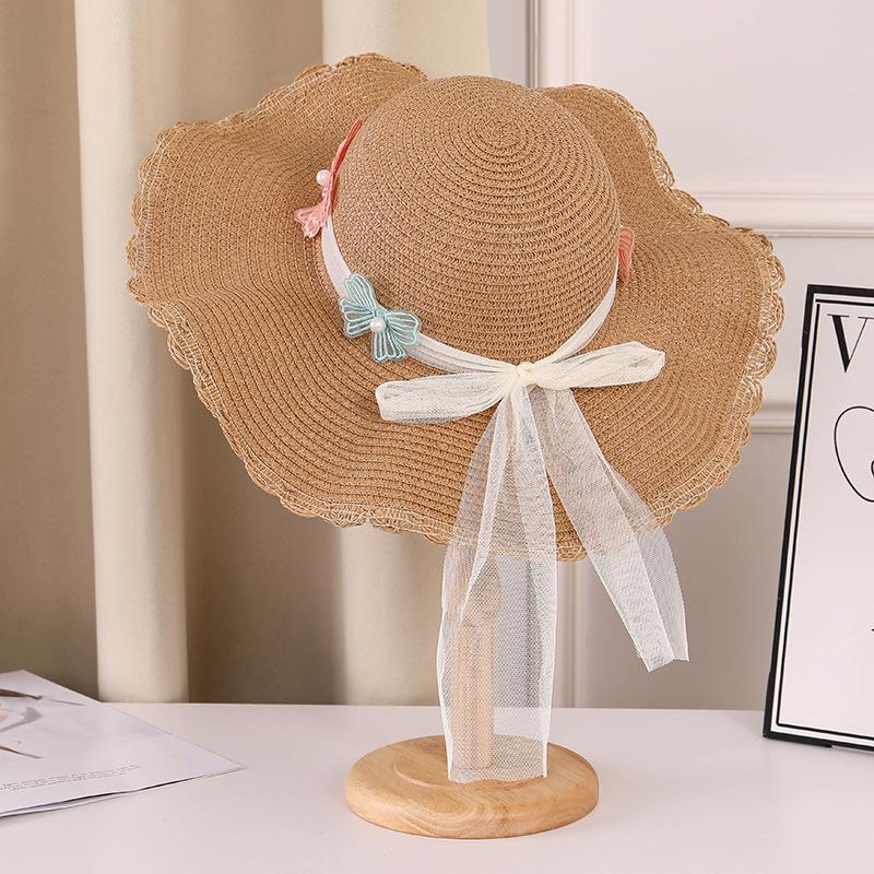Fashion Straw Sun Hat Casual Bowknot Decor Hat for Women UV Protection Suitable for Outdoor Beach Lightweight and Stylish