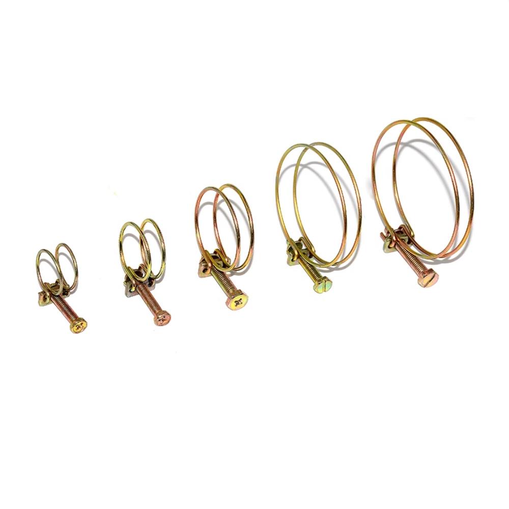 10Pcs Adjustable Pipe Clamp Double Wire HoseClip Plumbing Fastener Hardware Kit Double Wire Hose Clip Plumbing Fastener Hardware