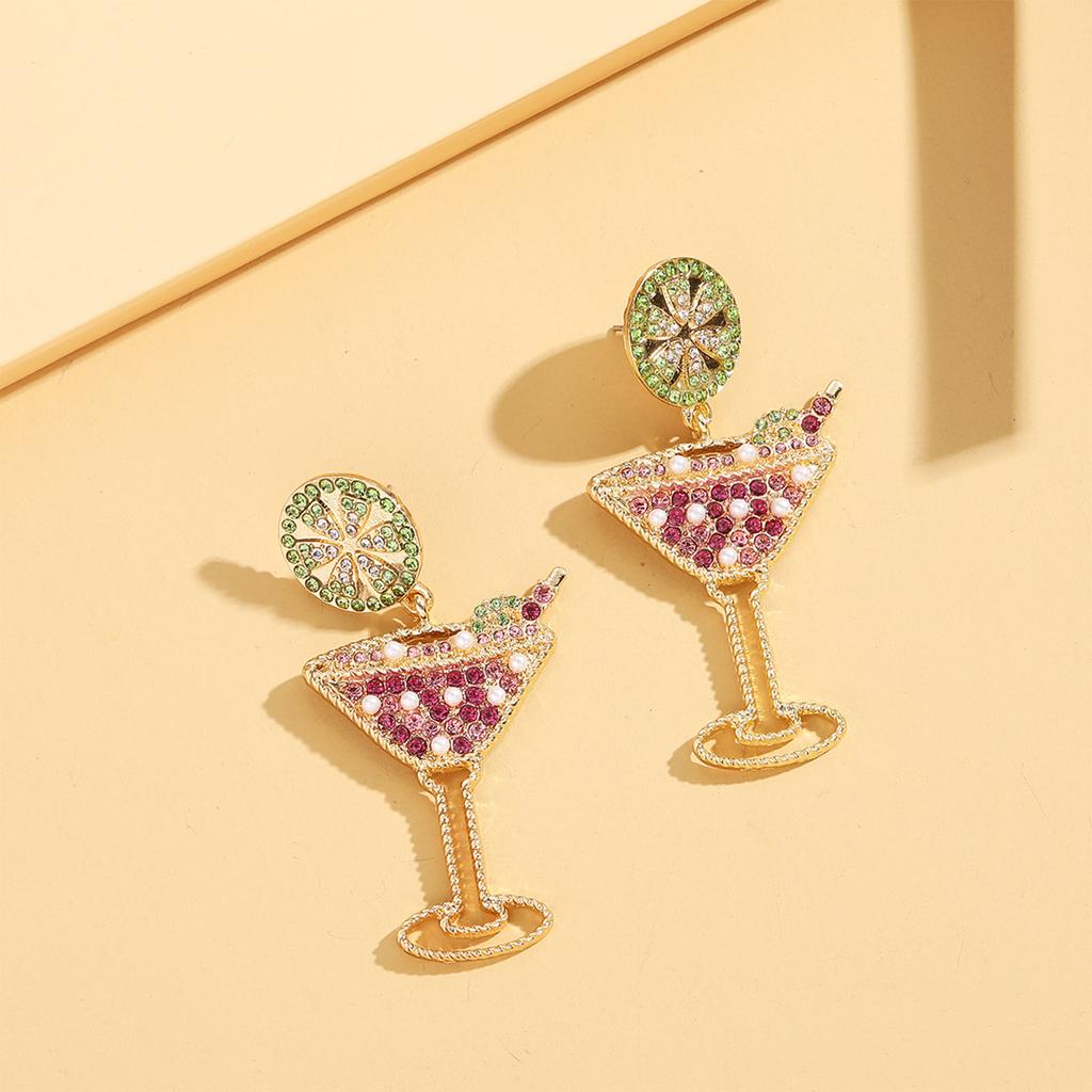 European American Popular Fruit Earrings Fashion Wine Glass Lemon Slice Earrings
