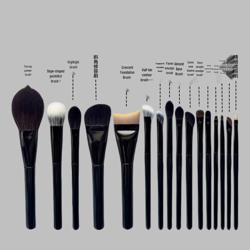 16-Piece Makeup Brush Set: Powder, Contour, Foundation, Highlighter, Eyeshadow Brushes for Beginners