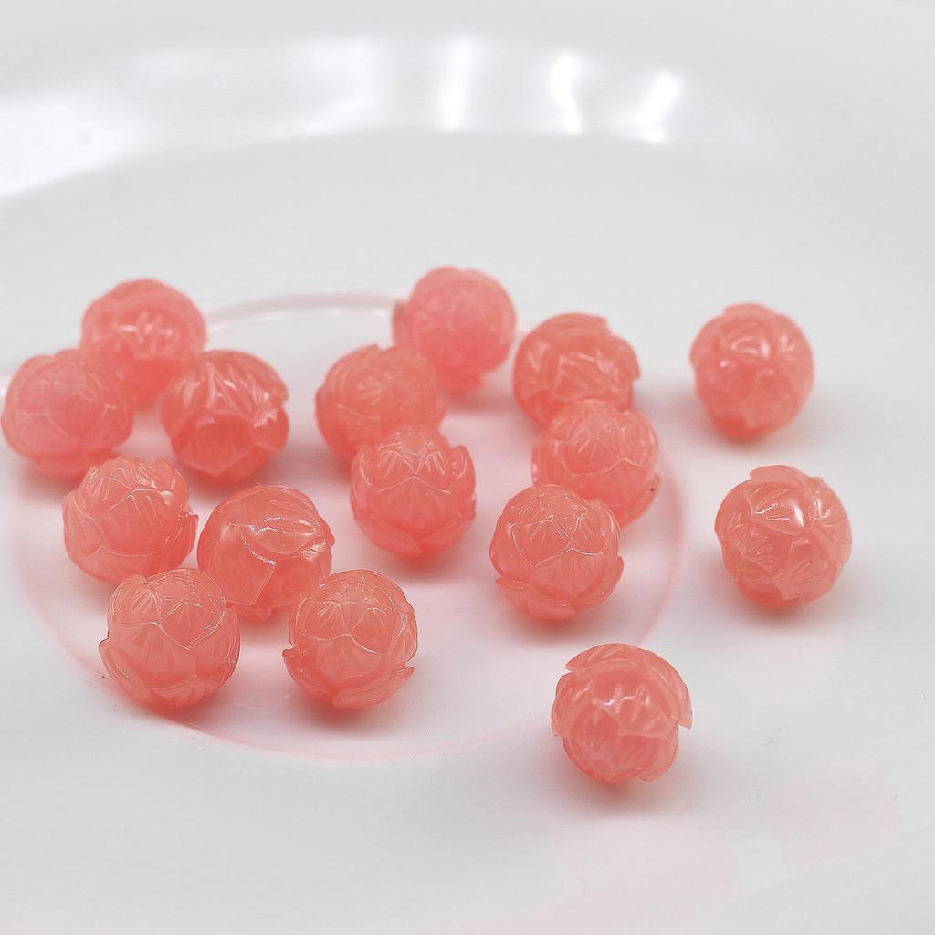Ivory White Lotus Resin Beads: Round Carved Loose Spacer Beads for DIY Ethnic Bracelets