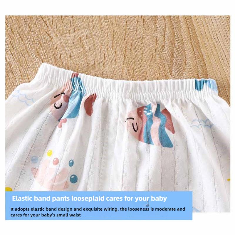 Kids Cotton Pajama Set Summer 3/4 Sleeve Sleepwear Soft & Breathable Loungewear for Boys and Girls