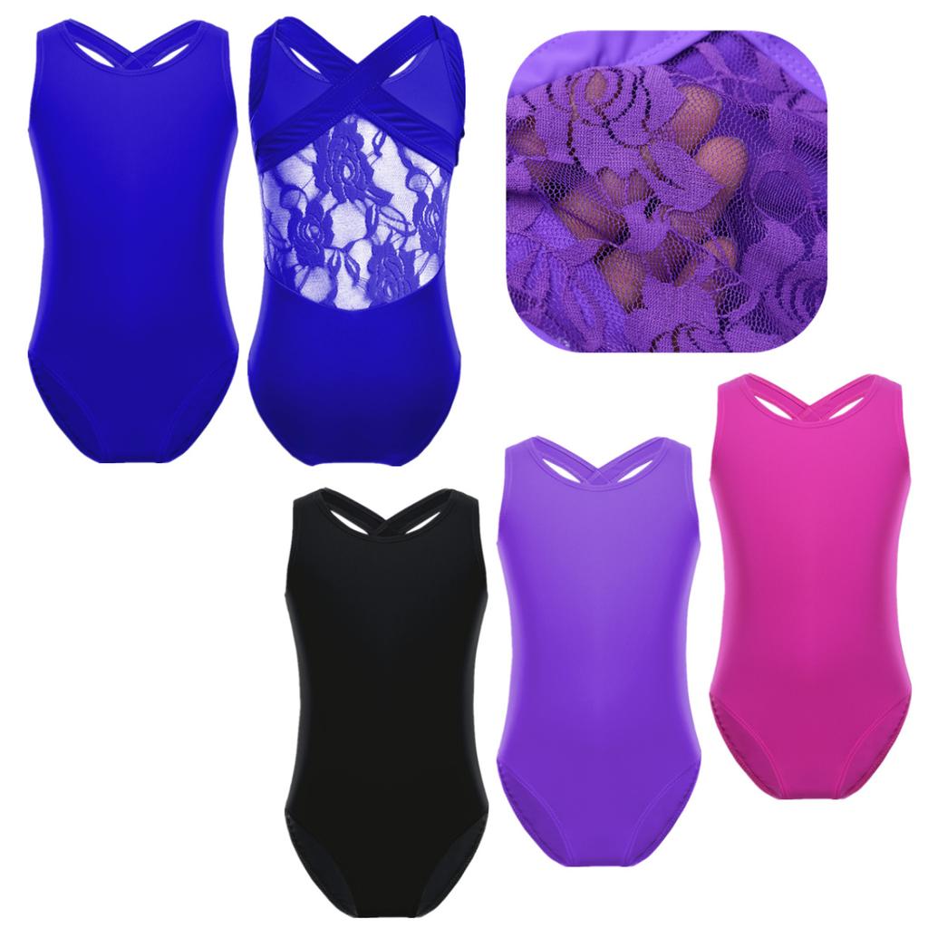 Kids Girls Double Straps Sleeveless Gymnastic Ballet Leotard Jumpsuit Athletic Dance Clothes Tank Tops Outfits