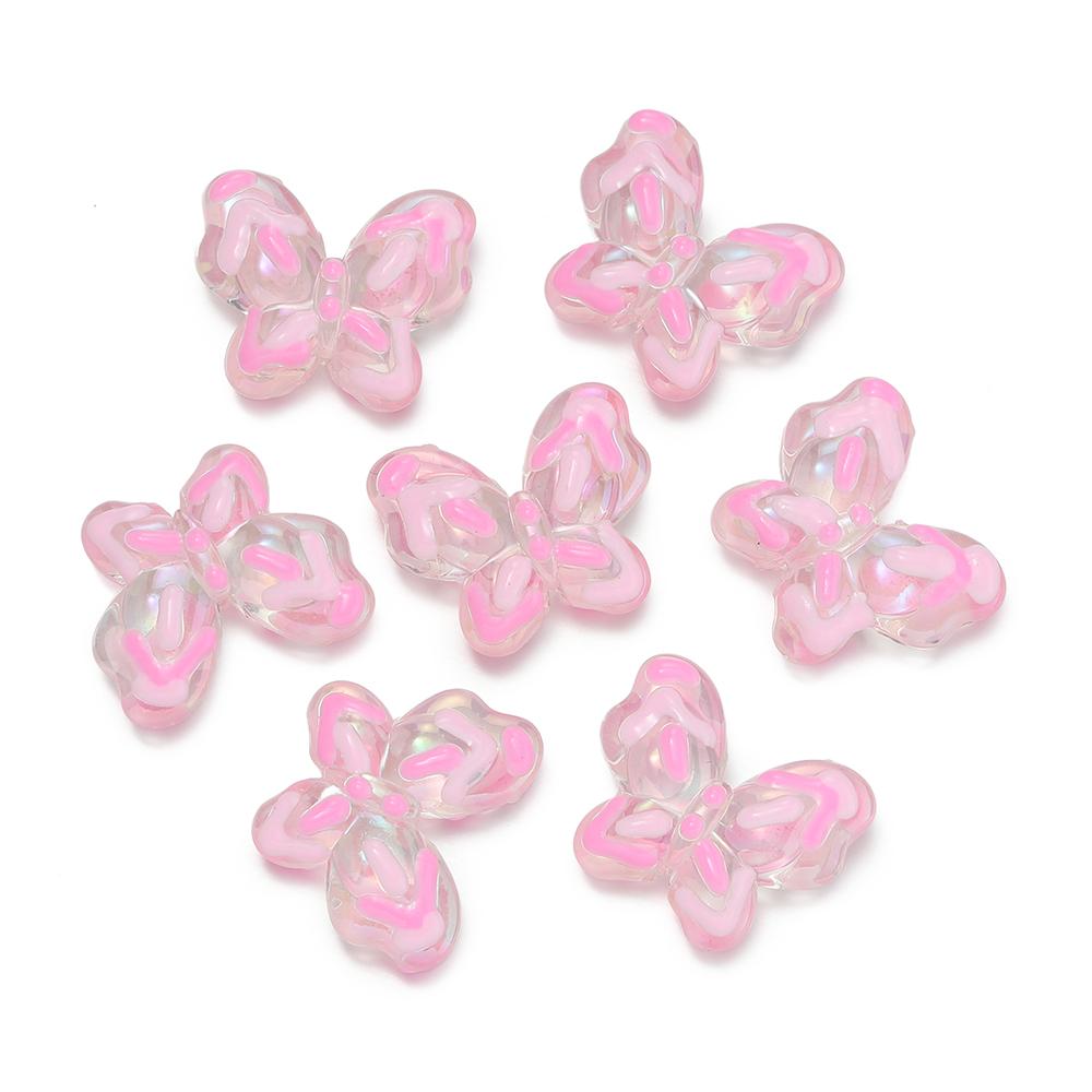 1Pcs Acrylic Hand-Painted Butterfly Beads Colorful Loose Beads for DIY Bracelet Phone Chain Jewelry Making Supplies Findings
