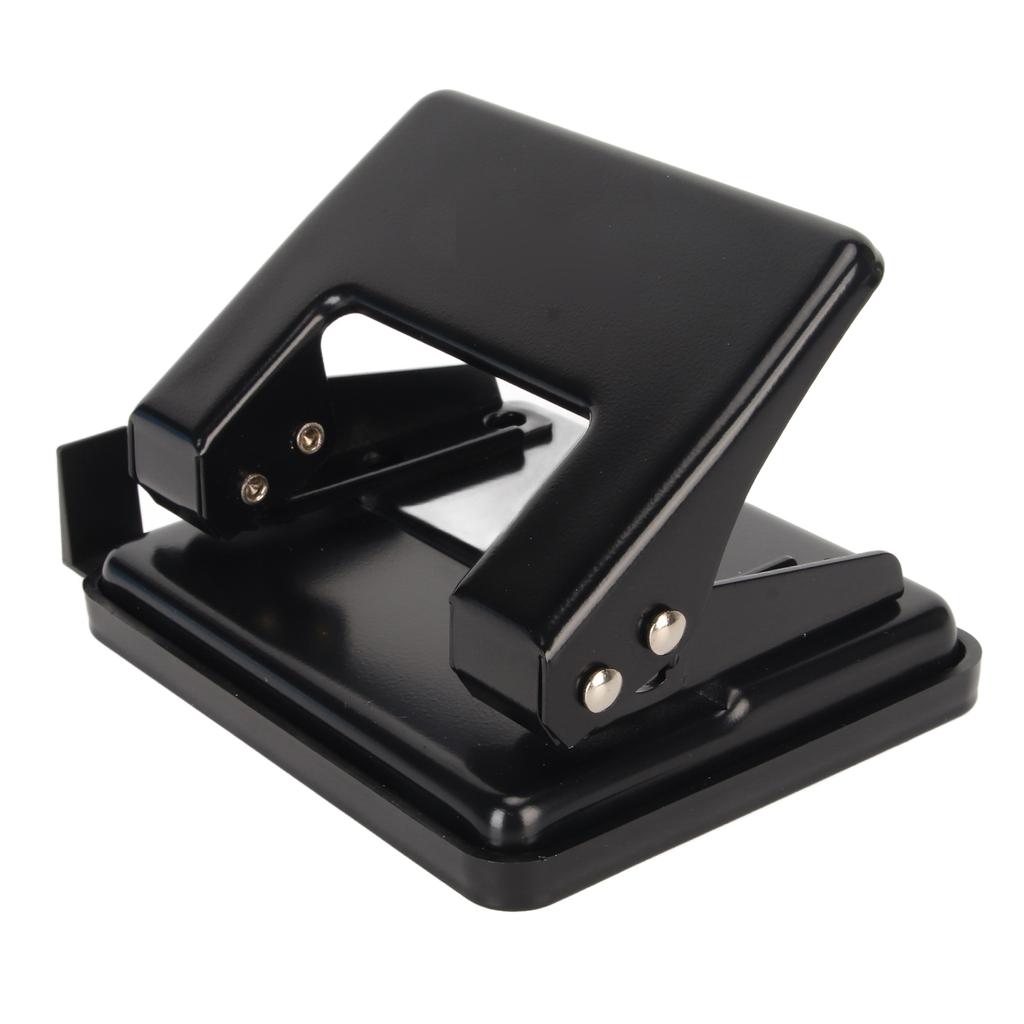 2 Hole Punch Handheld Antislip Effort Saving Heavy Duty Black Daily Paper Puncher for Classroom Offi