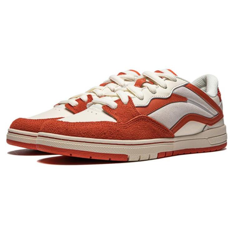 Li Ning Slip Resistant Low Top Skateboard Shoes Men's Orange White AEPU017-5
