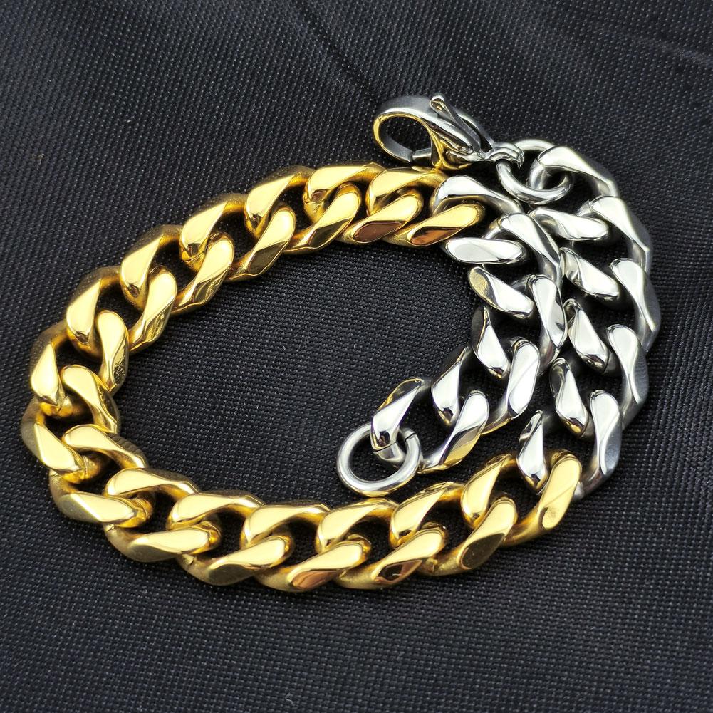 New 316L Stainless Steel Primary Color and Gold Dual Hip Hop Bracelet Anklet