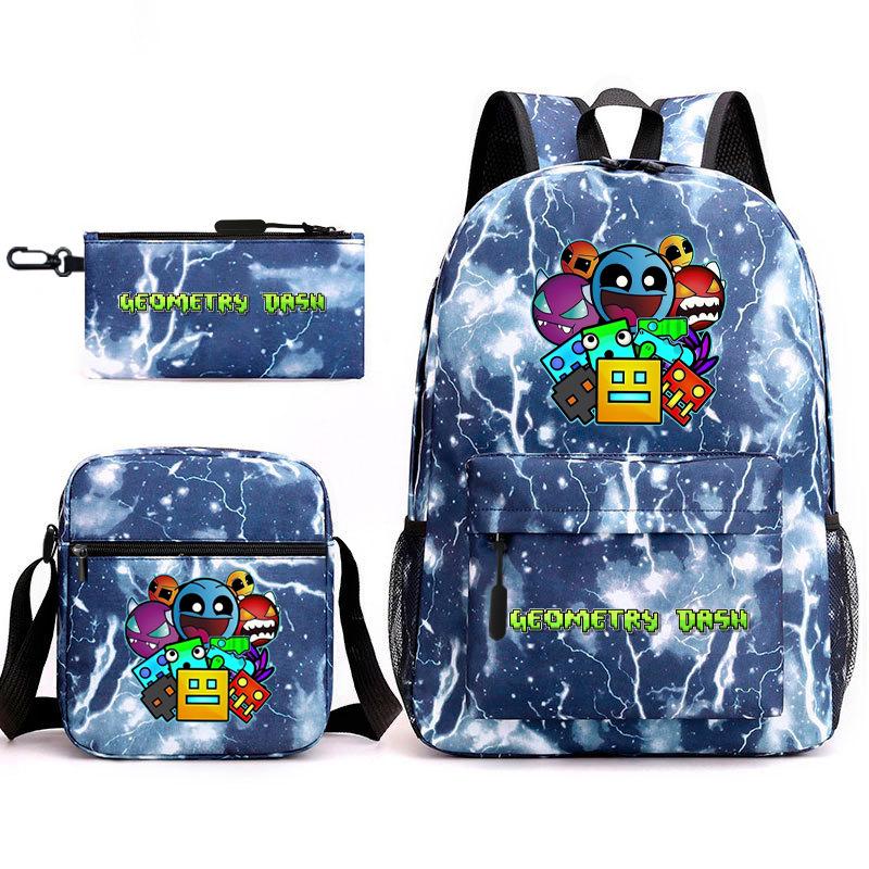 Geometry Sprint Game Backpack Geometry Dash Heat Transfer Backpack Elementary School Bag Leisure Bag