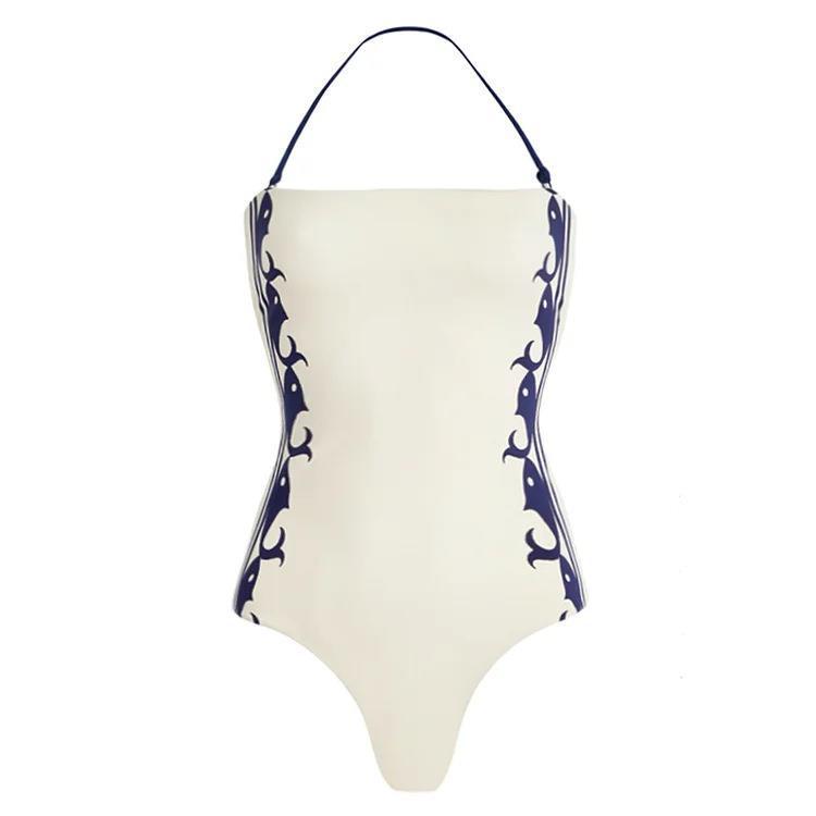 2025 Women's High-Waisted Navy Split Bikini Set