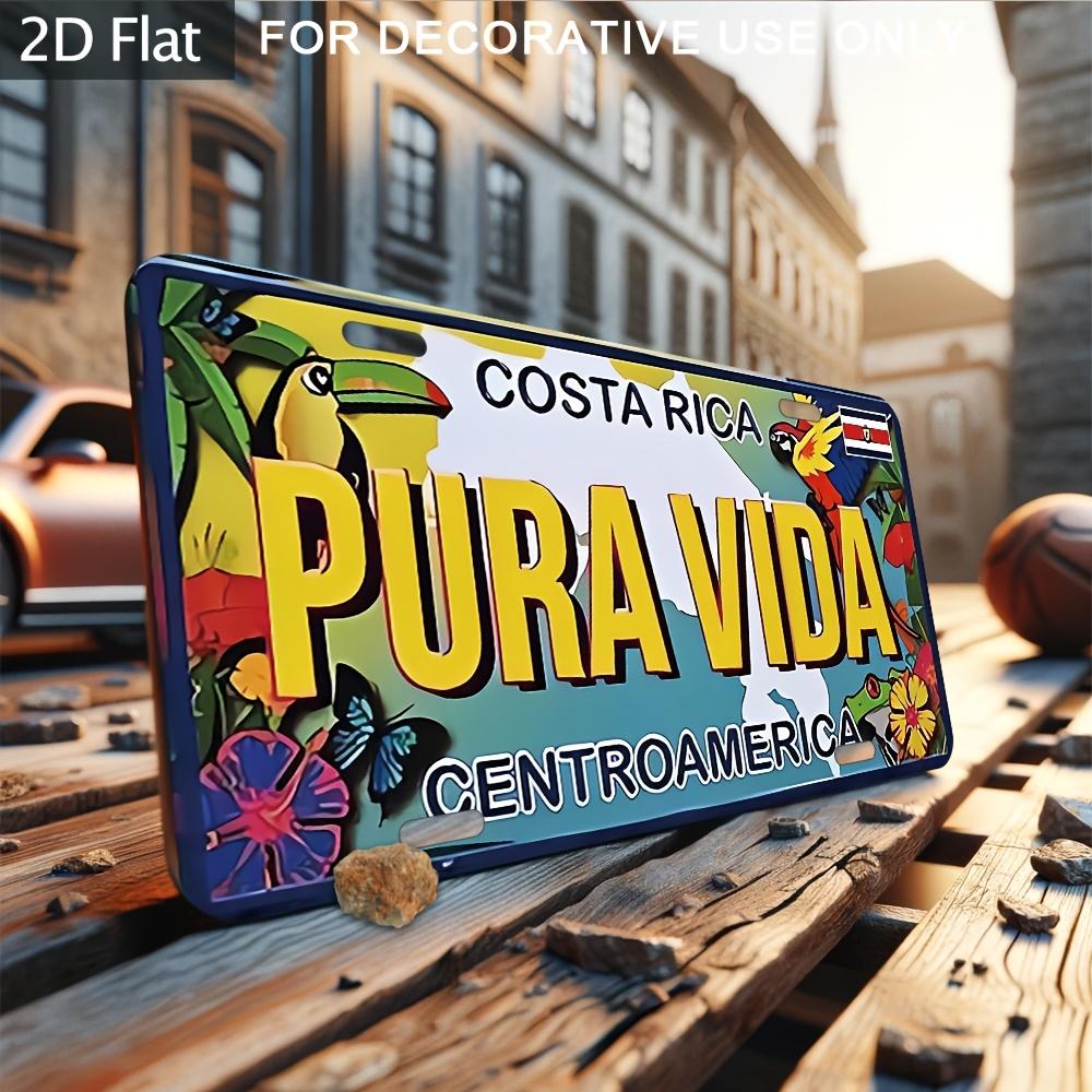 HD Metal Tin Sign Costa Rica Pura Vida Centroamerica Vintage License Plate Style Retro Wall Art Decor for Home Bar Garage