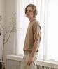SELITIO Men'S Basic Round Half Knit Beige
