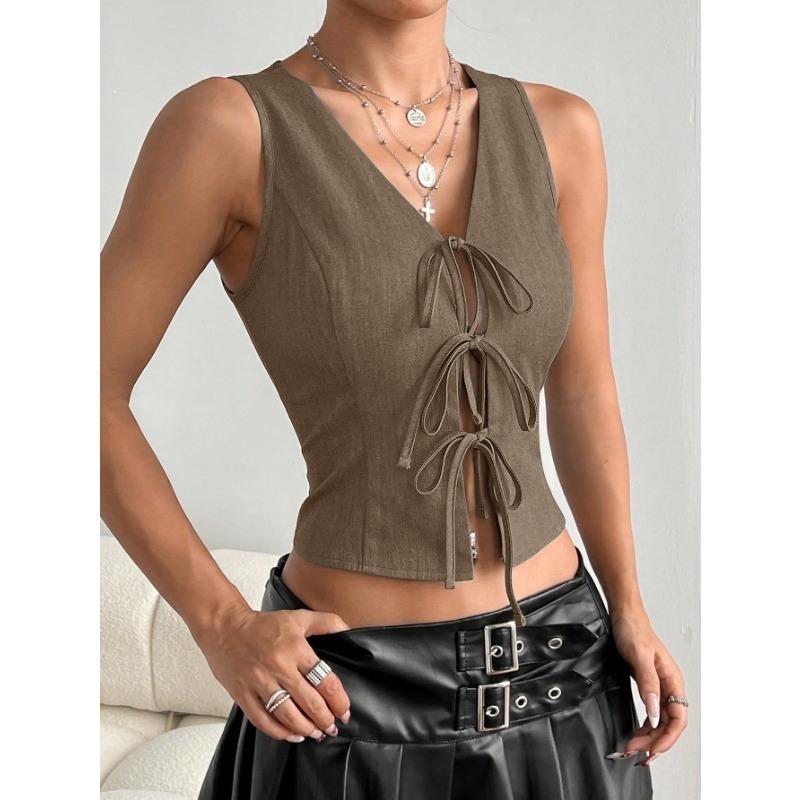 Top ajustado con cordones de verano para mujer