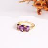 925 Sterling Silver Natural African Amethyst Ring Earrings Pendant Necklace Set Fashion Women's Birthday Exquisite Gift
