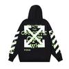 1113 Off-White Herbst und Winter Neu OW Fluoreszierender Buchstabenpfeil Pullover Herren und Damen Kapuzenpullover Sweatshirt
