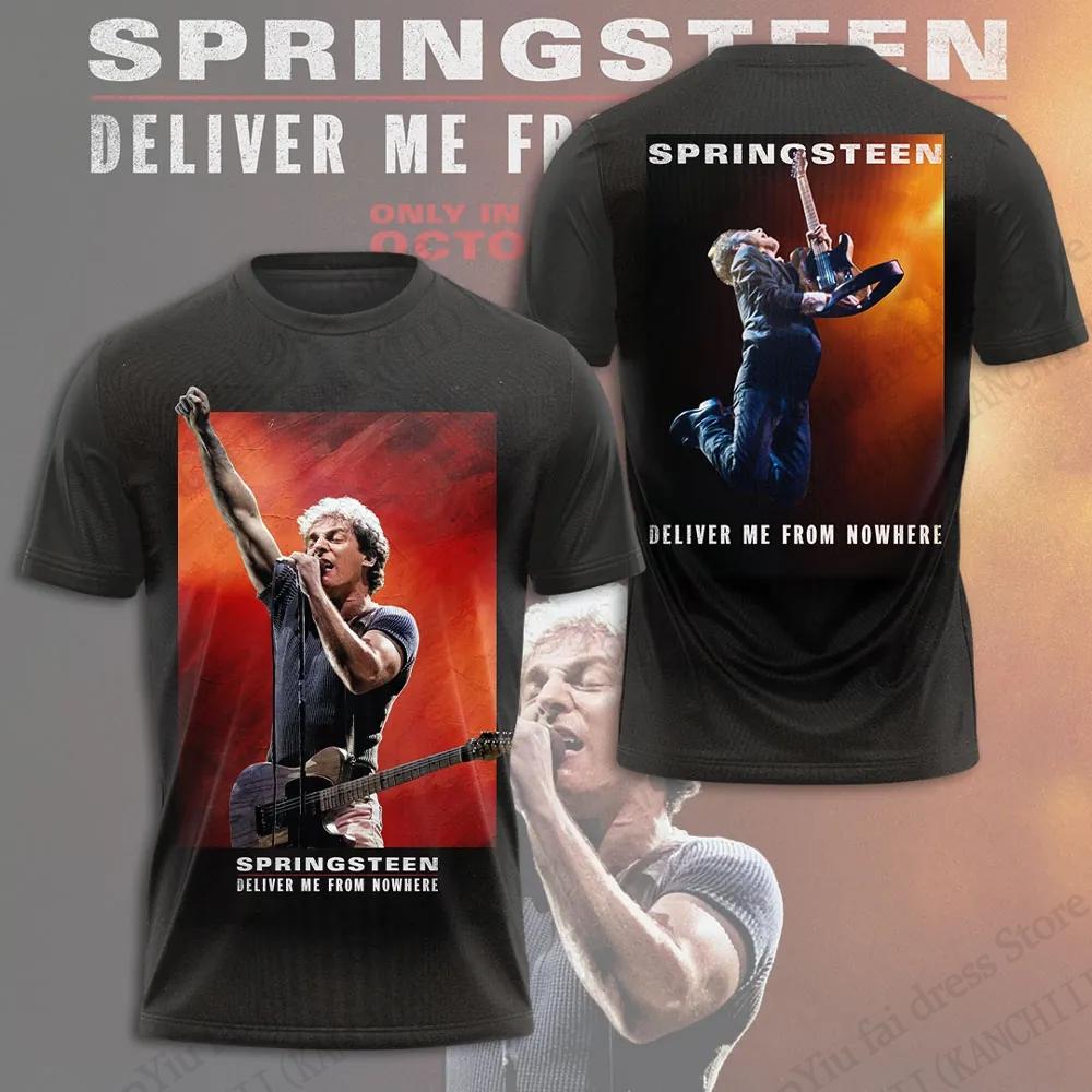 Classic Rock Band Bruce Springsteen 3D Print T-shirts Fashion Hip Hop Short Sleeve Men's T-shirts - Soft Medium Stretch Summer Relaxed Fit Clothing
