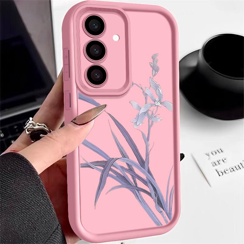 Purple Orchid Floral Pattern Case For Samsung Galaxy A57 A37 A17 A56 A36 A26 A16 5G A55 A35 A15 A54 S21 FE S22 S23 S24 Plus S25 Edge S26 Ultra Cover