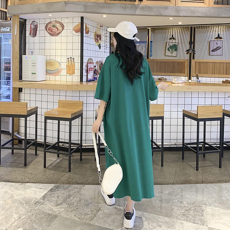 Plus Size Summer Slimming Long Over-Knee T-shirt Dress for Women (200 Jin)
