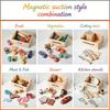 Conjunto de Brinquedos de Cozinha de Madeira para Brincadeiras de Faz de Conta Gancho Magnético Velcro Frutas Legumes Carne Sobremesa Brinquedos Educativos de Role Play