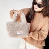 Casual Soft Plush Women's Handbags Tote Purse Simple Furry Ladies Bucket Crossbody Bags Faux Lamb Wool Female Shoulder Bag