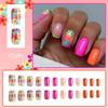 Square Press On Nail Flower Fake Nail Stick On Nail In 12 Sizes,24 Pcs French Nail Tips for DIY Nail Art Decorations