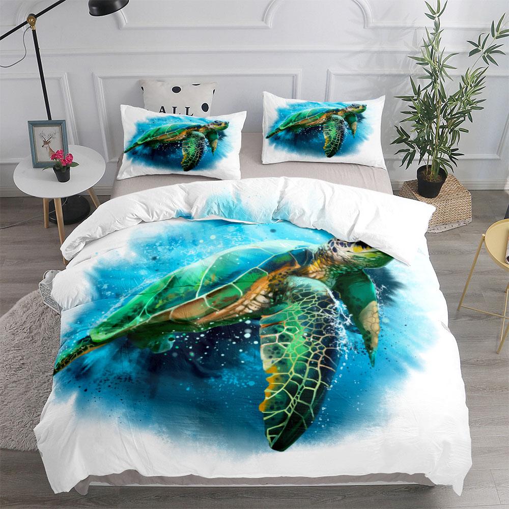 

Комплект постельного белья с изображением древней бирюзовой морской черепахи, двуспальный, двуспальный, односпальный, с рисунком древней бирюзовой морской черепахи EU single(135x200cm)