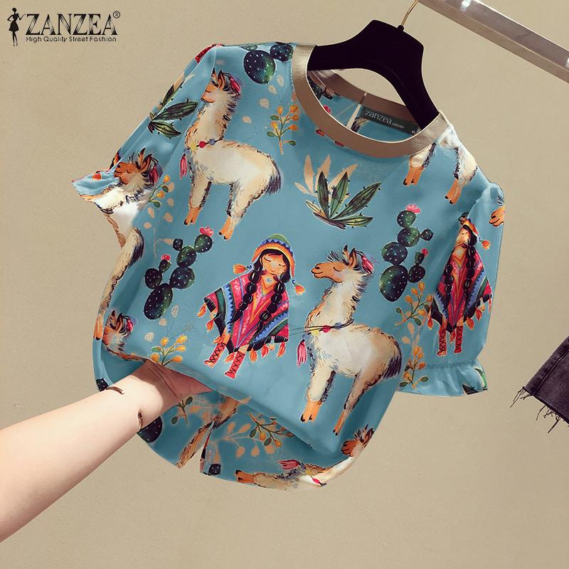 ZANZEA Lässige Bluse mit Rundhalsausschnitt und halblangen Ärmeln für Damen