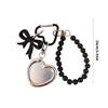 Portachiavi Specchio a Forma di Cuore Pratico Design con Ciondolo Fiocco Portachiavi Accessorio in Lega per Borse Strumento di Bellezza