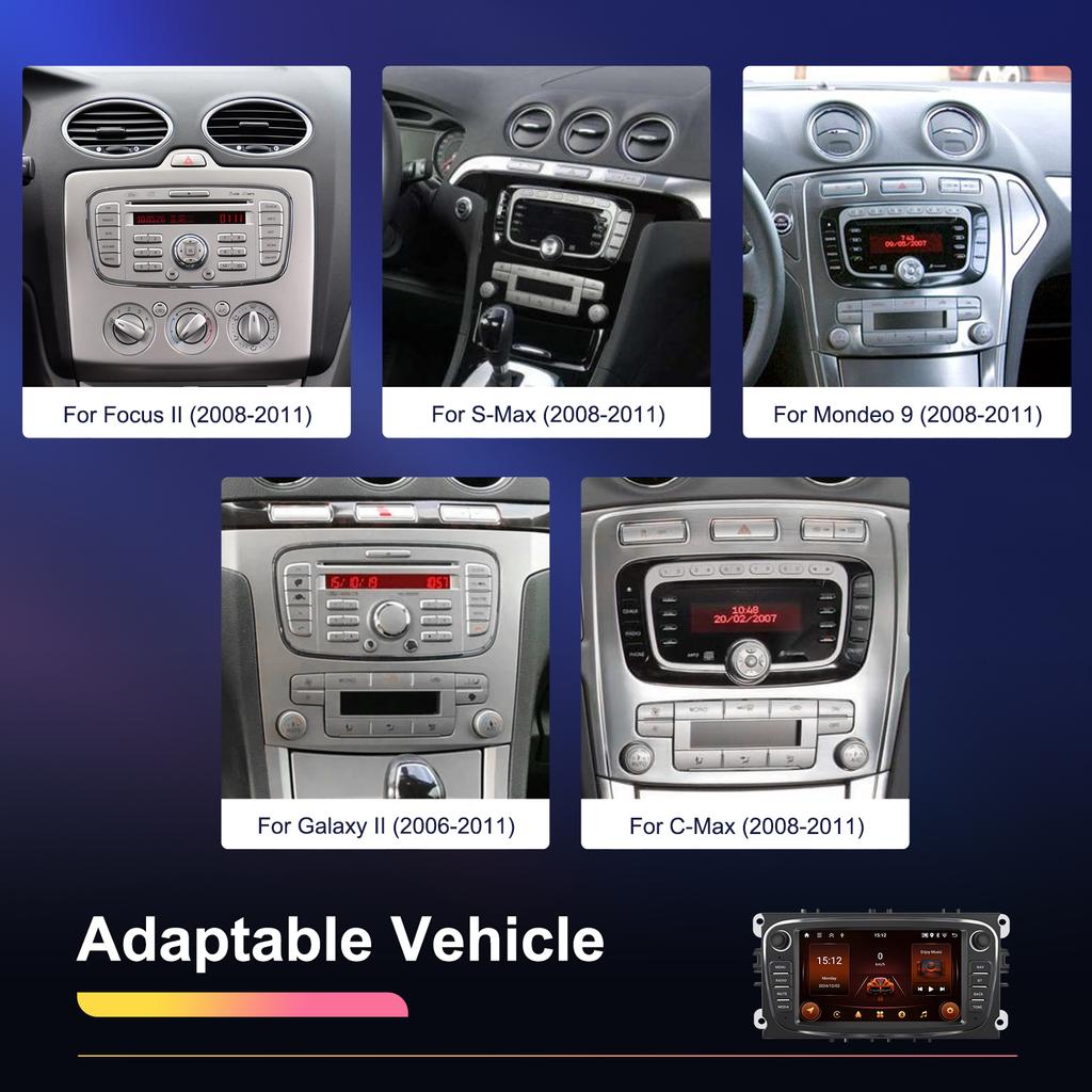 UZYJ9 Podofo 2+64GB Wireless Carplay AndroidAuto Car Radio Car Video Player GPS For Ford Focus Mondeo C-MAx S-MAX Galaxy Il Kuga