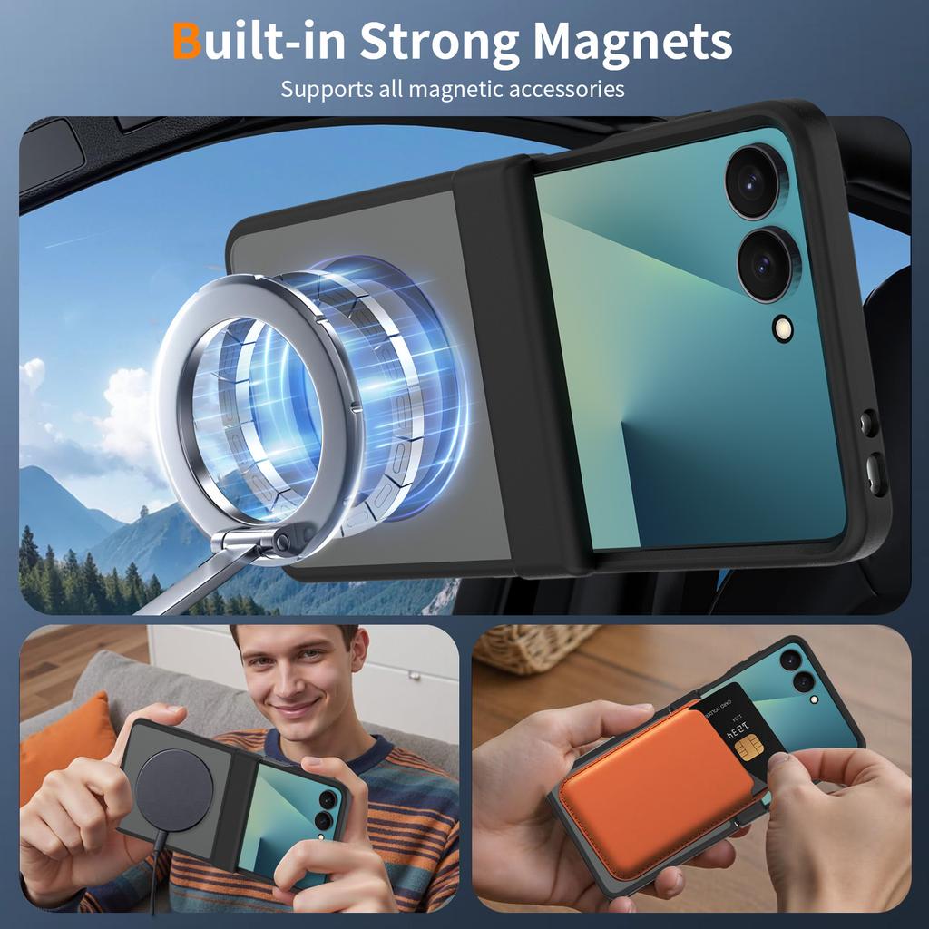 Cross-border Suitable for Samsung ZFlip8 Up and Down Folding Screen Mobile Phone Skin Feeling Zflip7 Magnetic Suction Universal Case with Rotating