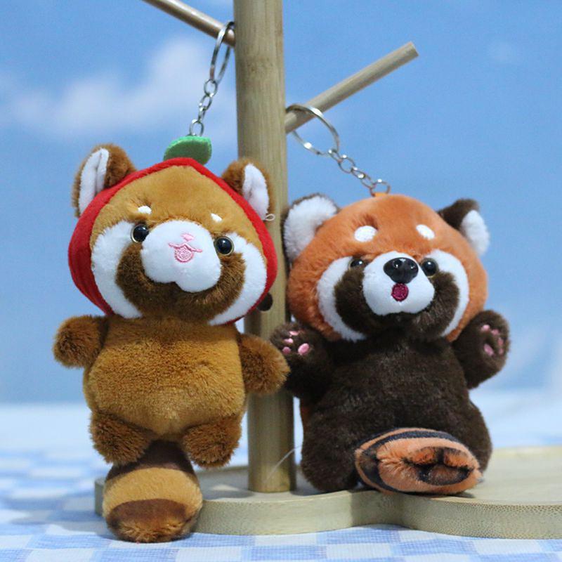 Cute Cartoon Simulation Red Panda Plush Toy Pendant Soft Stuffed Doll Keychain Backpack Hanging Decoration For Kids Gifts