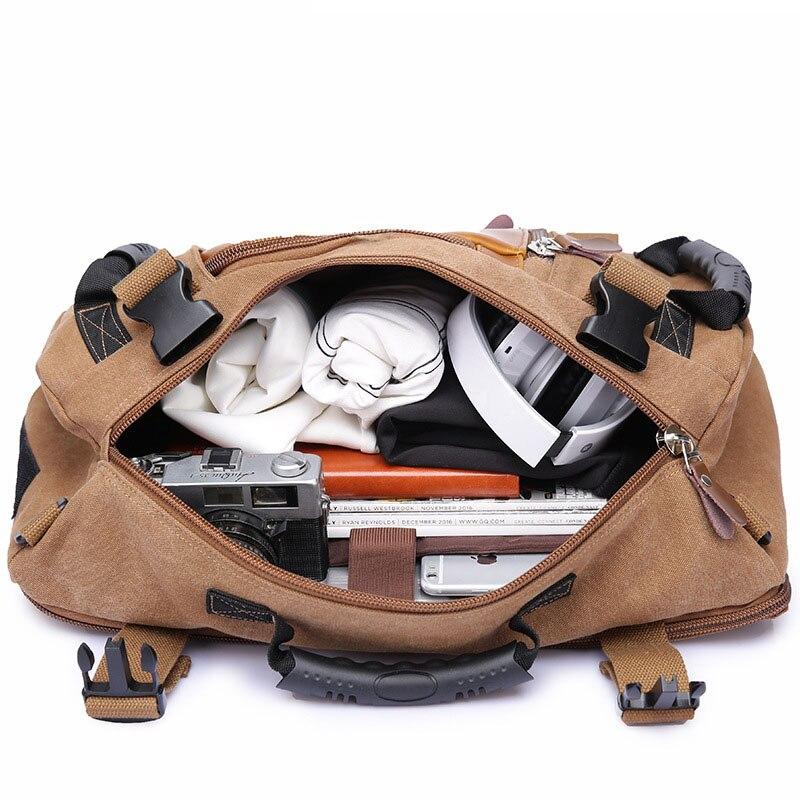 Men'S Retro Canvas Bags Contrast Mountaineering Bags Multifunction Backpacks