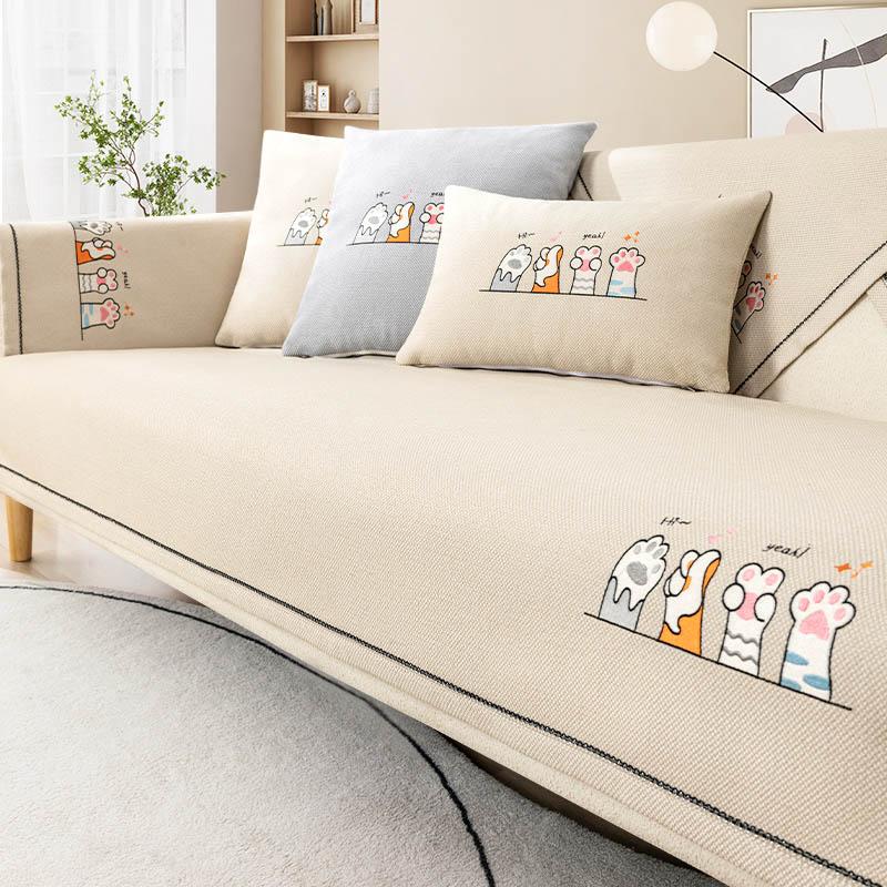 

Подушка для дивана из хлопка и льна, универсальная подушка для сиденья Four Seasons, современный нескользящий кожаный чехол для дивана, чехол для спинки, тканевый чехол для сиденья 45*45cm бежевый