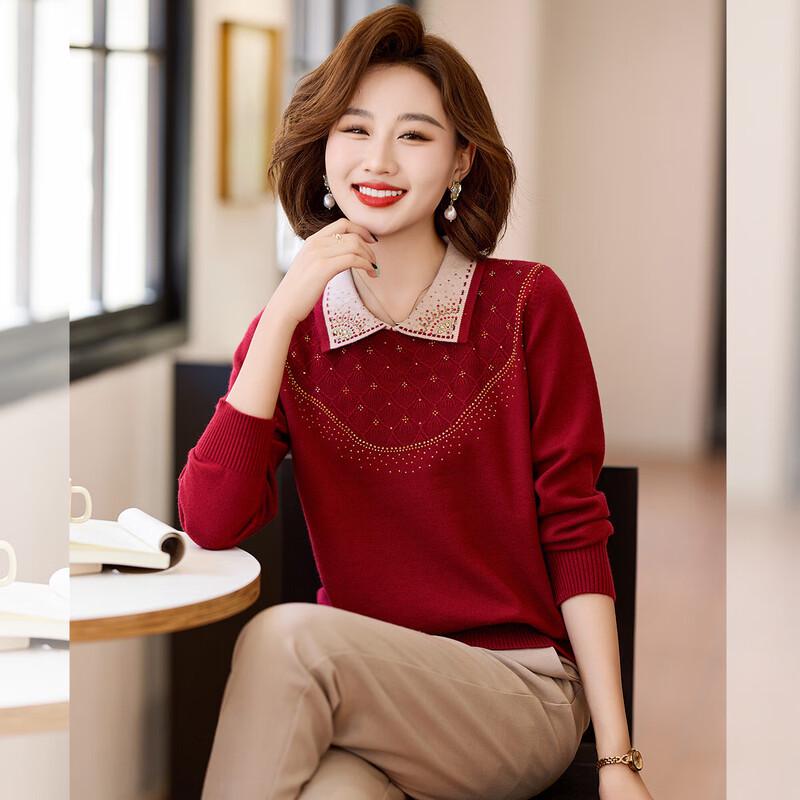 

Женский вязаный топ Baolianduo с лацканами из страз XL