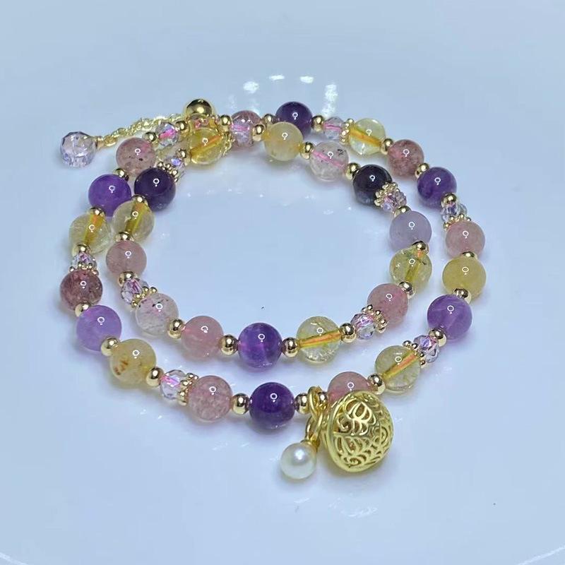 Natural crystal jewelry hair crystal, super eight crystal double circle bracelet bracelet design bracelet