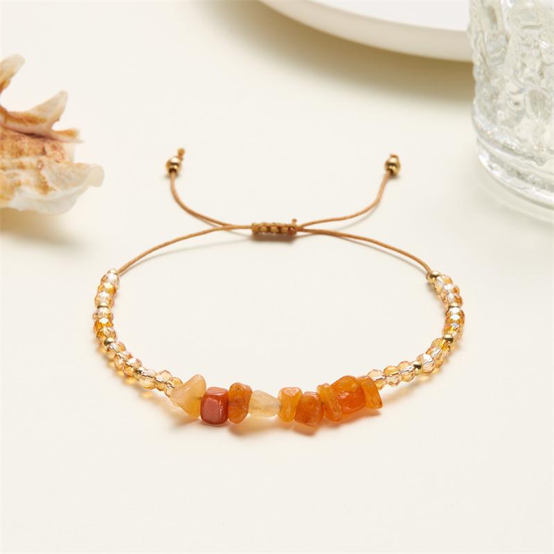 Natural Stone Gravel Chip Beads Bracelet Irregular Pink Crystal Amethysts Quartzs Bracelets Adjustable Wristbands For Women Men