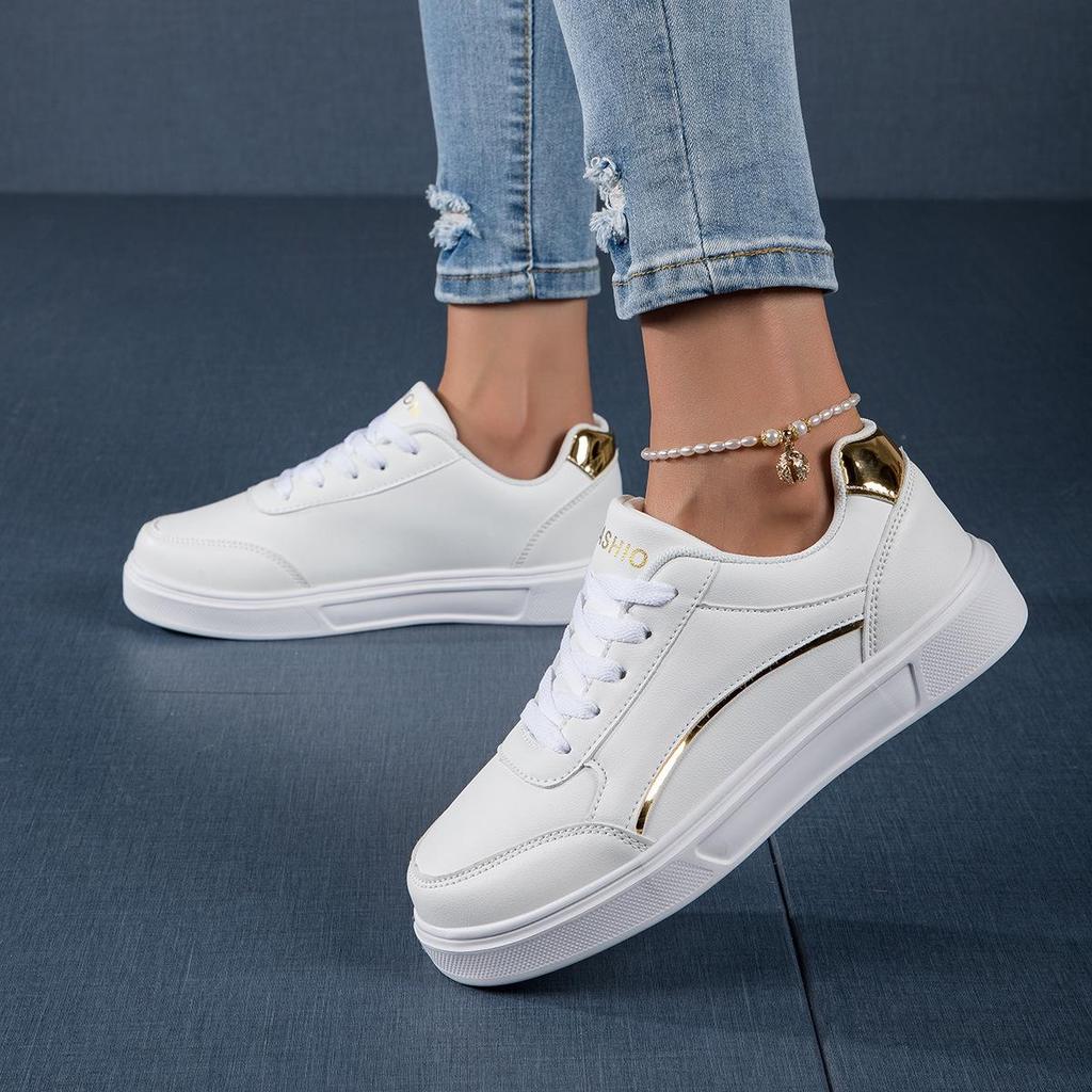 2025 Summer Women's White Platform Sneakers - Versatile Sporty Flats for Students