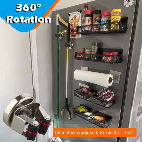 MUTUACTOR Heavy-Duty Magnetic Hooks, Strong Magnetic Mop Broom Holder, Wall Mount, No Drilling Required, Movable Broom Clip, Mop Rack for Garage, Kitc