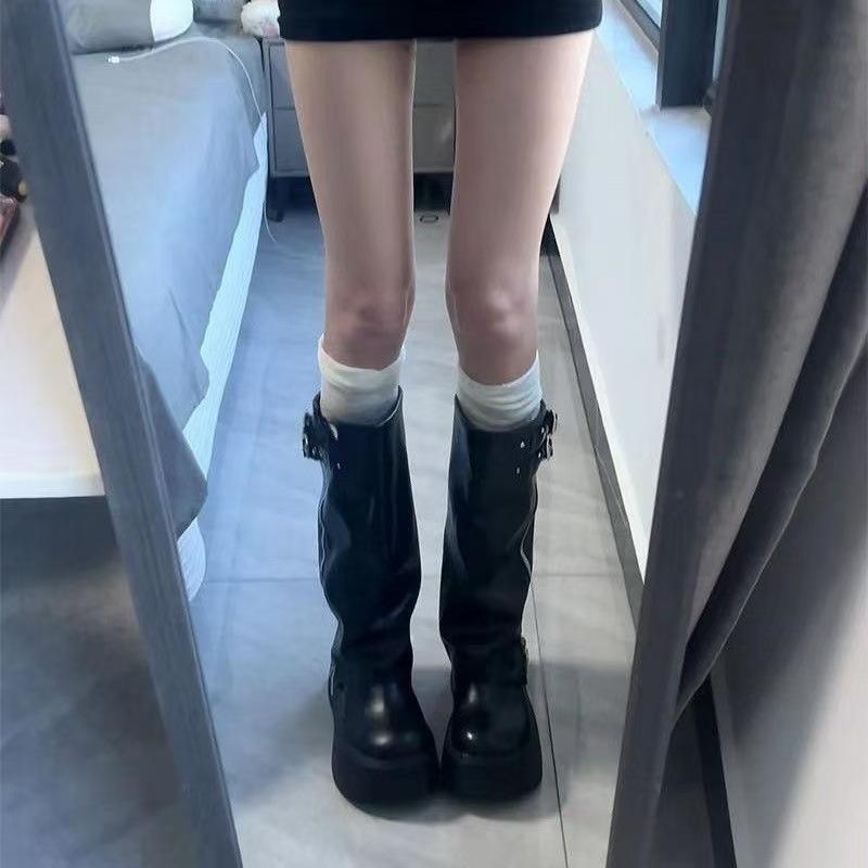 Short boots for women thick soled but not over knee long boots for women spring  new women's shoes
