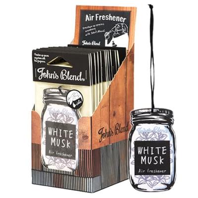 White Musk Car Air Freshener Blend 12 Pieces Hanging Paper Fragrance Air Freshener Display Box Set John's
