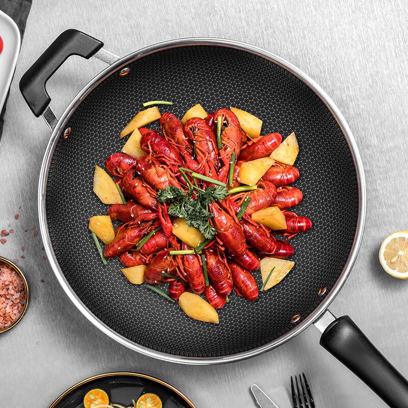 Chui Da Huang 32cm 316 Stainless Steel Honeycomb Non-stick Wok