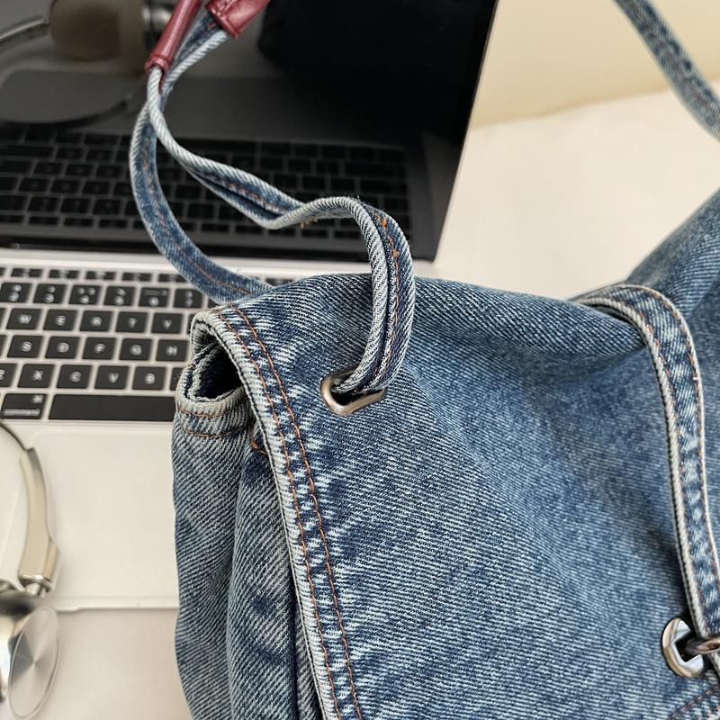 Vintage Denim Bag Women's Large Capacity Shoulder Bag Commuter Tote Bag